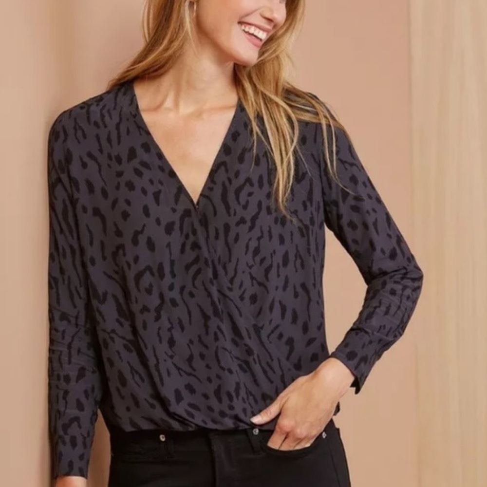 Rails Gray Hillary Ash Cheetah Print Long Sleeve … - image 1
